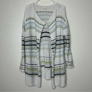 J. Jill Knit Cotton Sweater Cardigan Striped XL